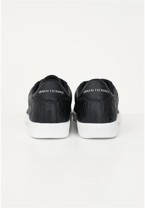 Black men's sneakers with allover embossed logo ARMANI EXCHANGE | XUX016XV654K001